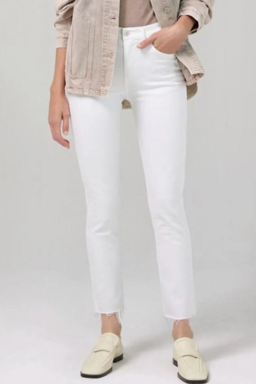 Citizens of Humanity COH Ella White Jeans Raw Hem Vintage Denim 29
